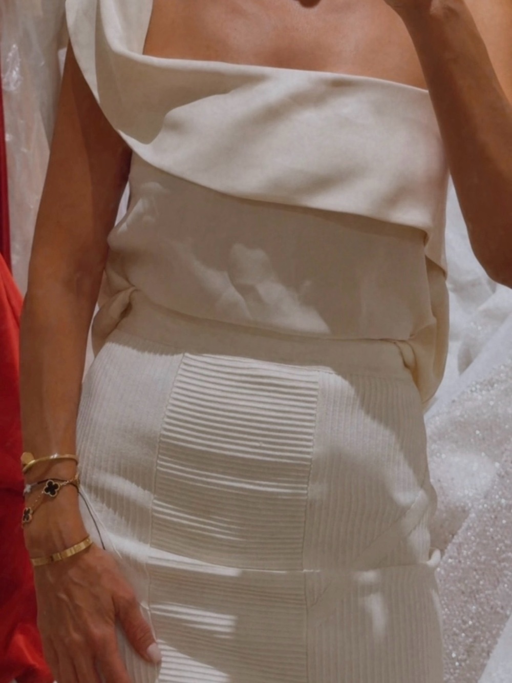 Zara Cream One-Shoulder Knit Top